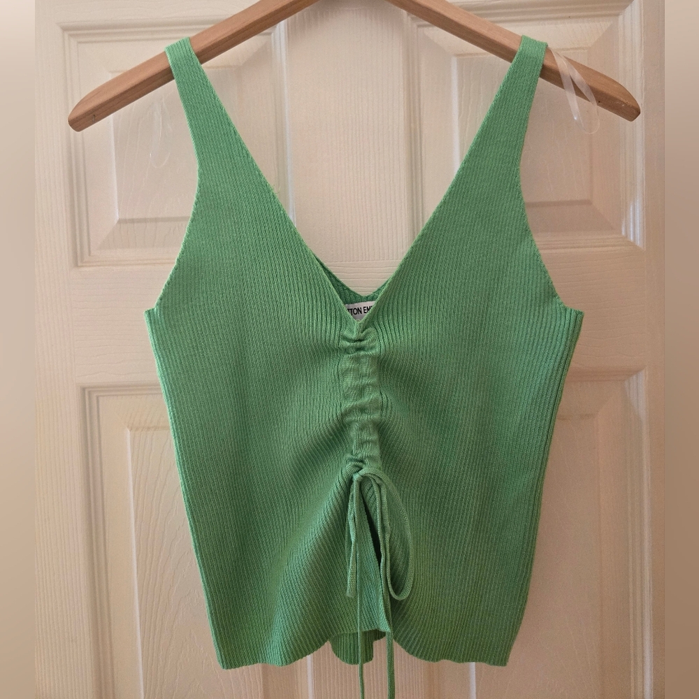 Green Ribbed Knit Top